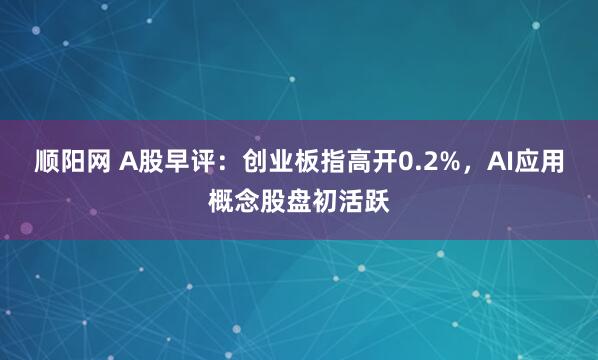 顺阳网 A股早评：创业板指高开0.2%，AI应用概念股盘初活跃